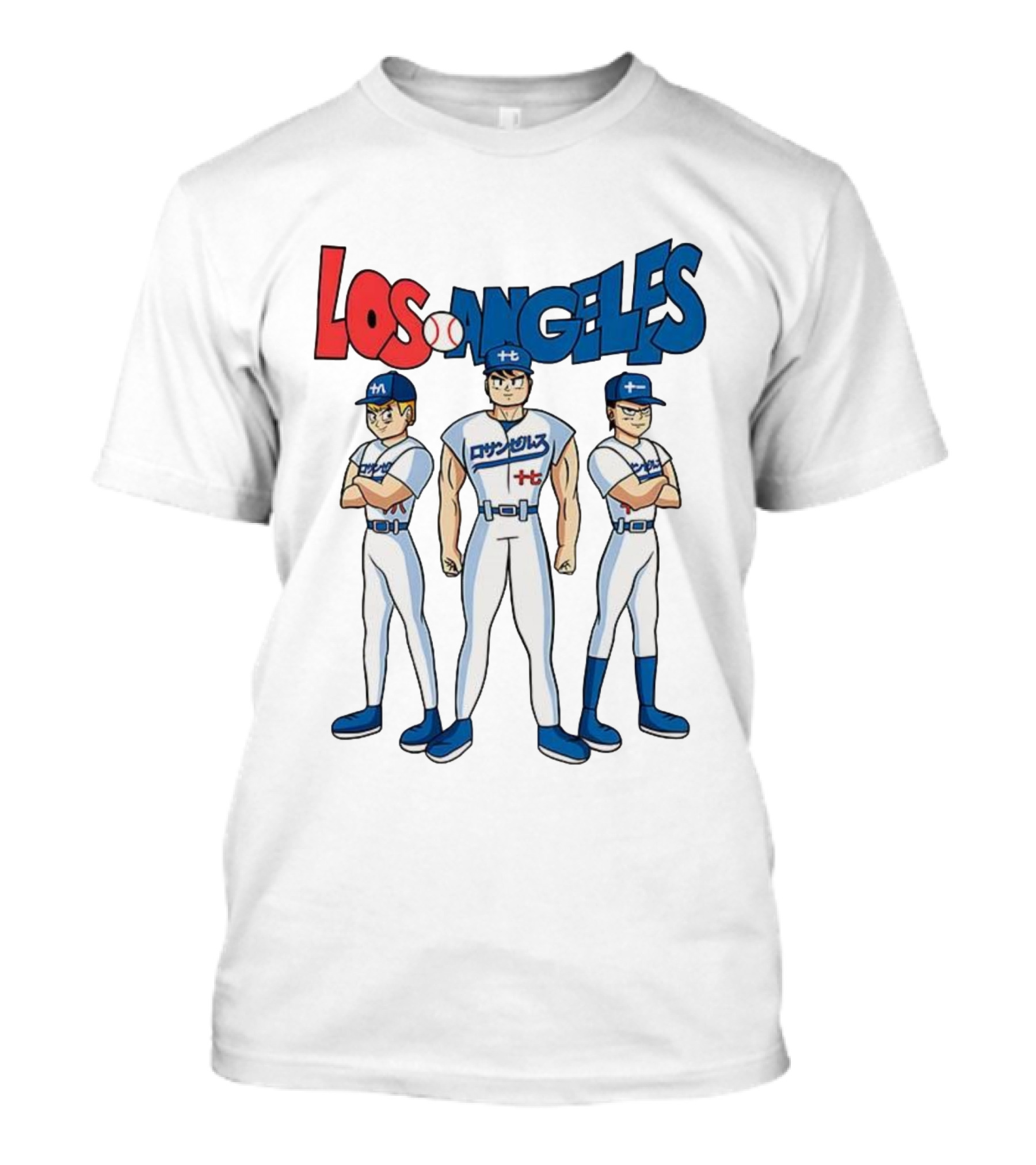 Los Angeles Baseball Z Anime Crossover Characters T-Shirt