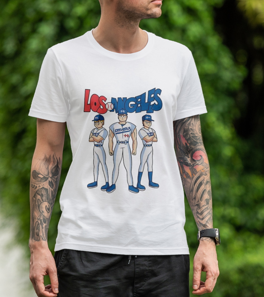 Los Angeles Baseball Z Anime Crossover Characters T-Shirt