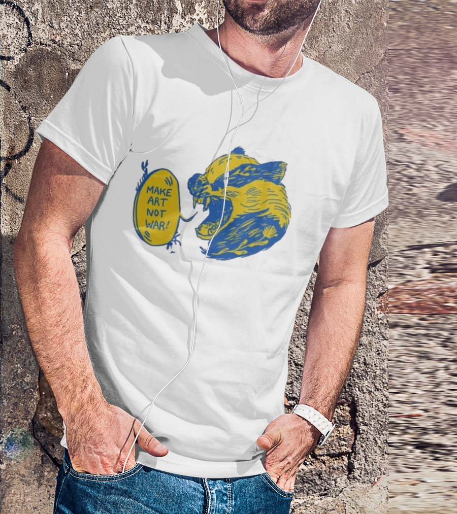 Make Art Not War Angry Wolverine Print T-Shirt