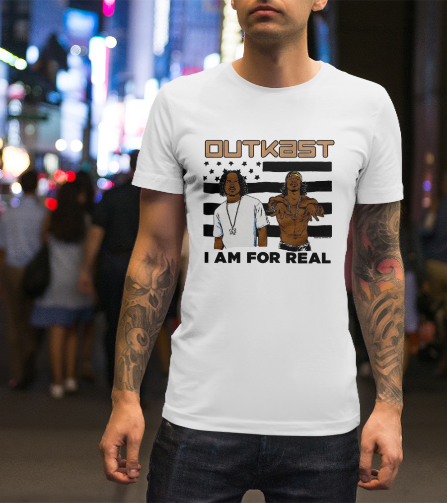 Outkast I Am For Real Flag Comic Style Duo Graphic T-Shirt