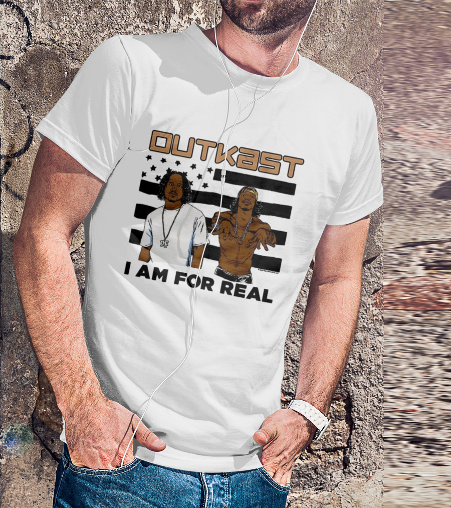 Outkast I Am For Real Flag Comic Style Duo Graphic T-Shirt
