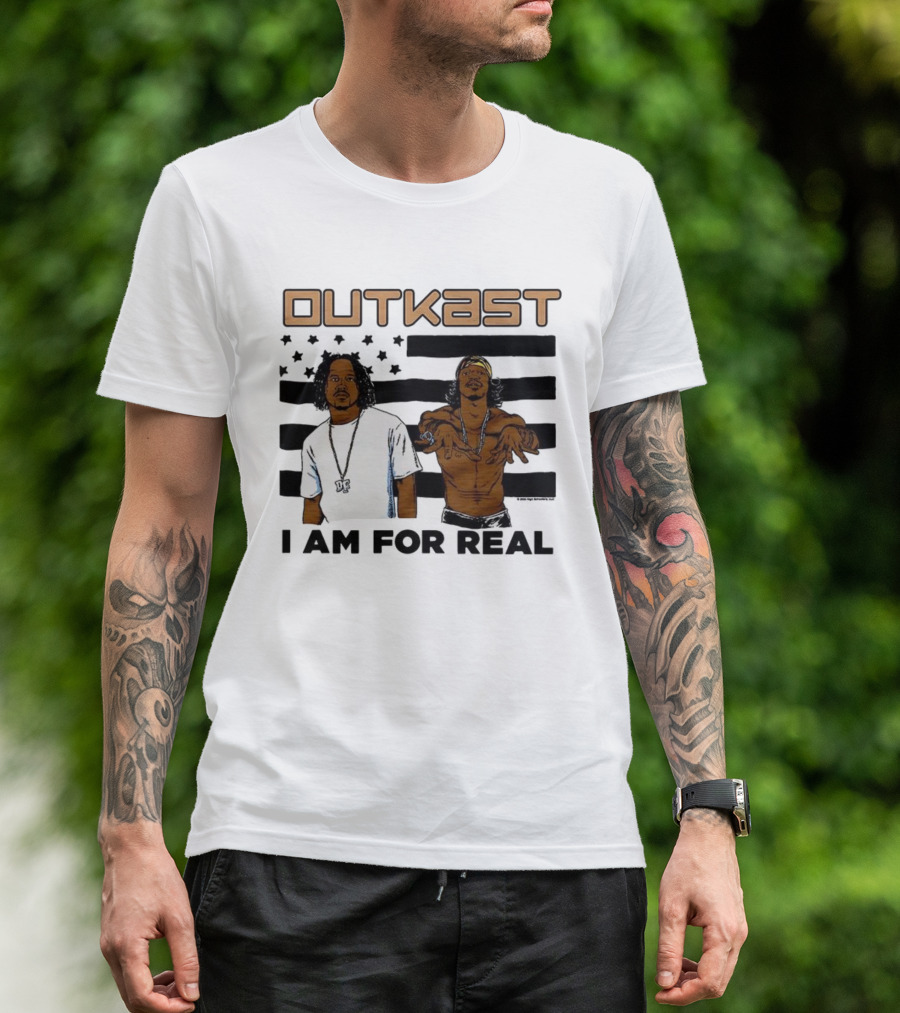 Outkast I Am For Real Flag Comic Style Duo Graphic T-Shirt