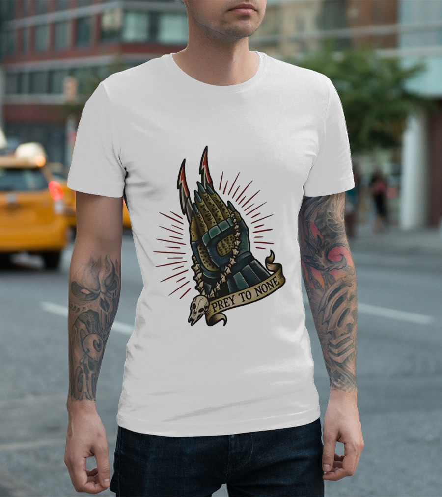 Prey To None Alien Claw With Skull And Star Chain T-Shirt