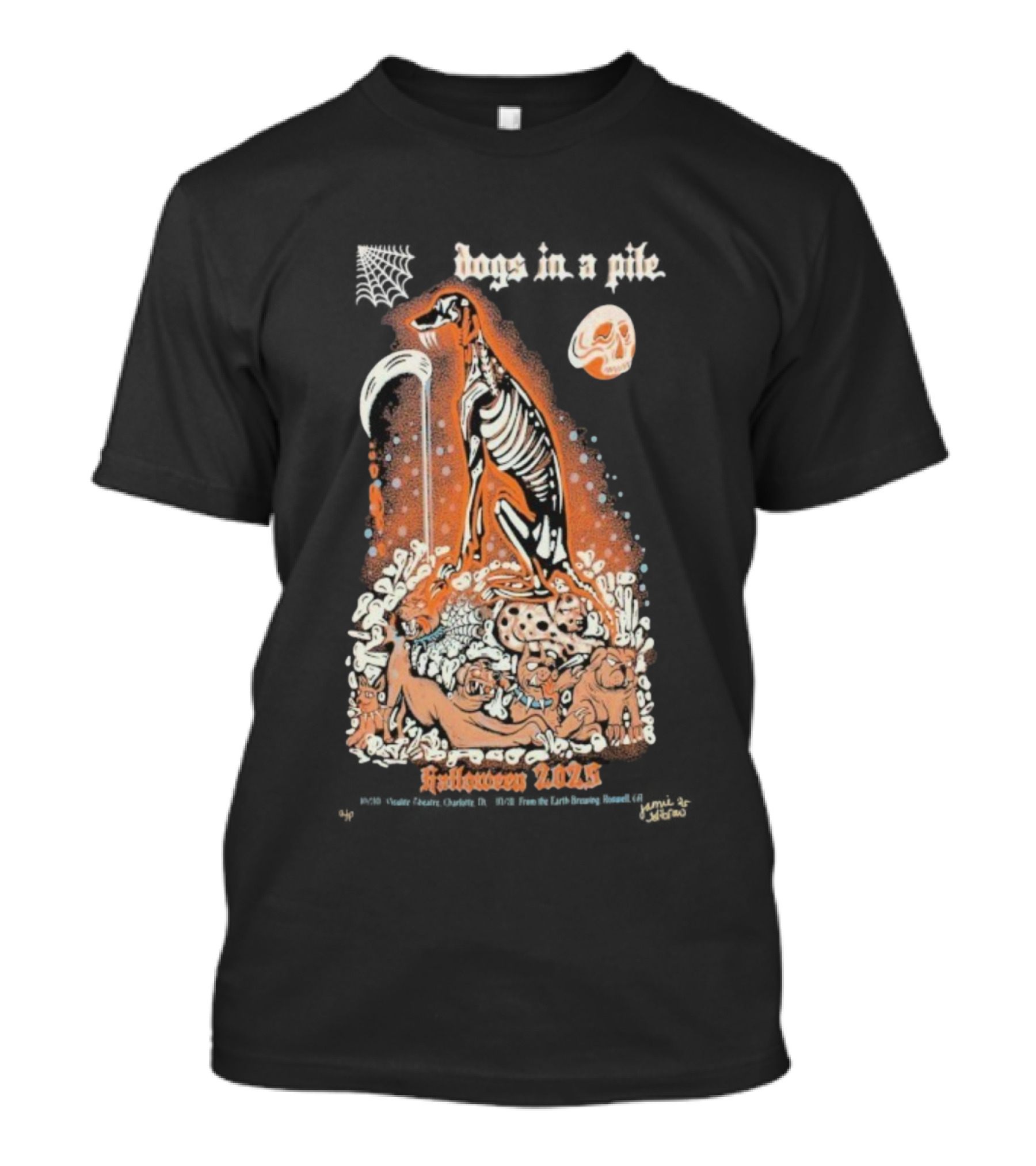 Dogs In A Pile From The Earth Brewing Company Halloween Roswell GA October 31 2025 T-Shirt