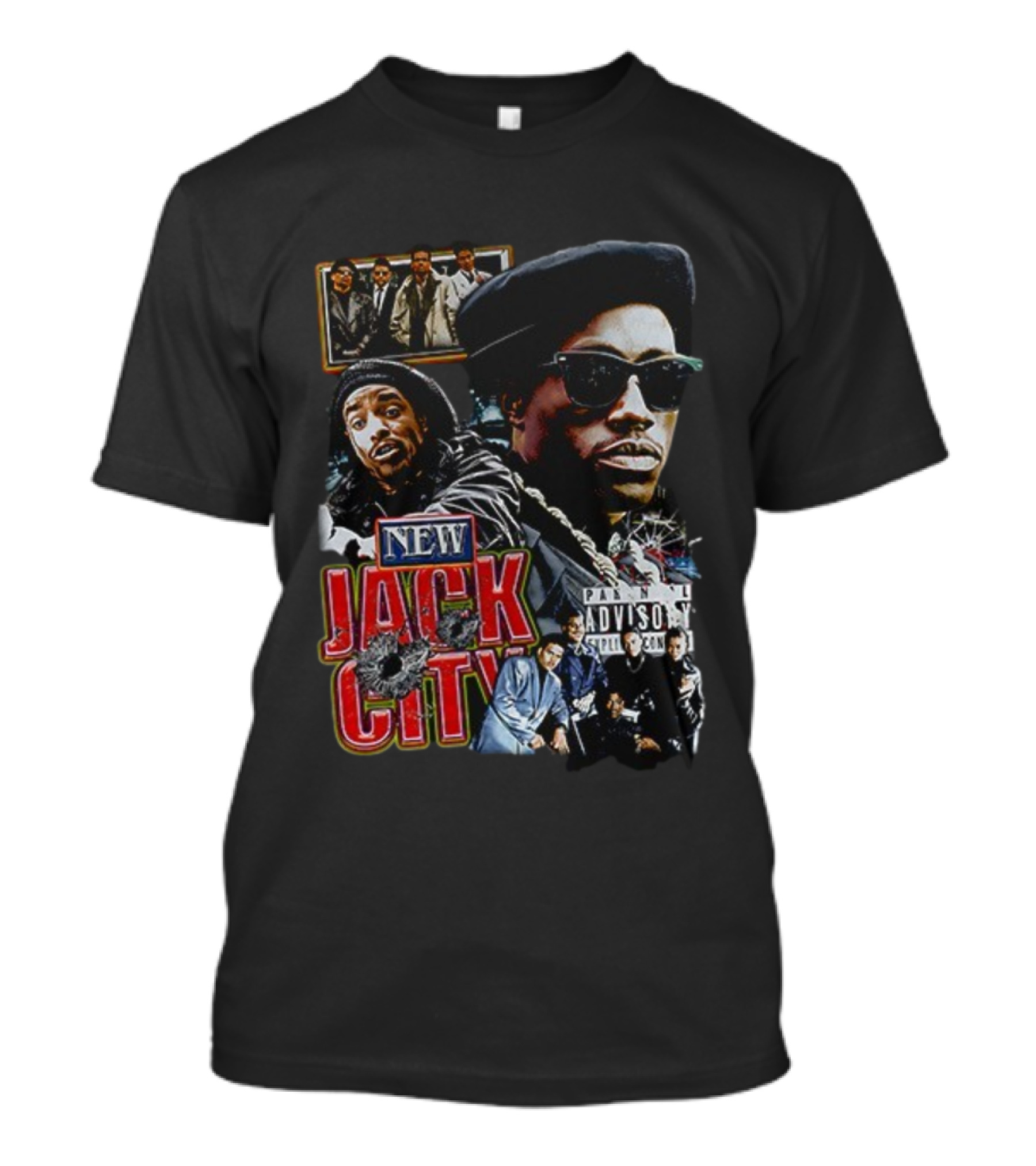 New Jack City Vintage Style Parental Advisory Explicit Content 90s Crime Drama Retro Fashion T-Shirt