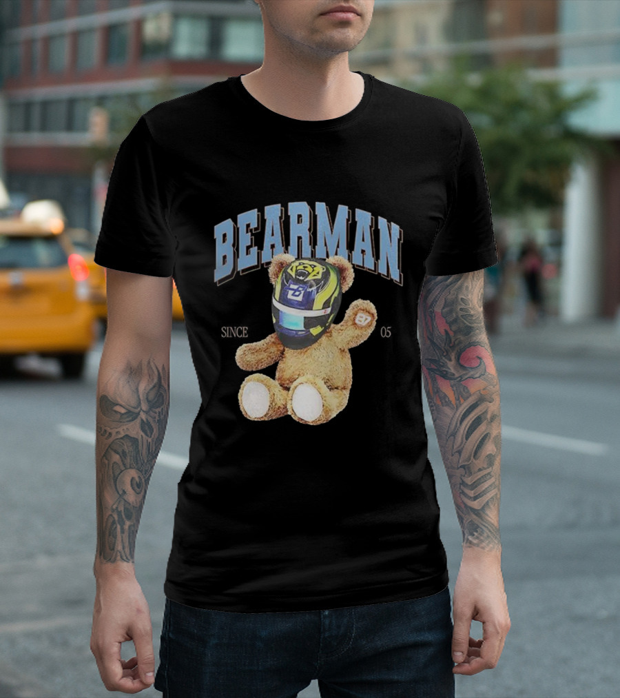 Bearman Teddy With F1 Racing Helmet T-Shirt