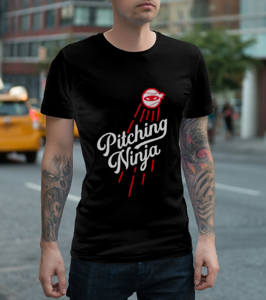 Pitching Ninja Baseball Ninja Los Angeles Dodgers MLB T-Shirt