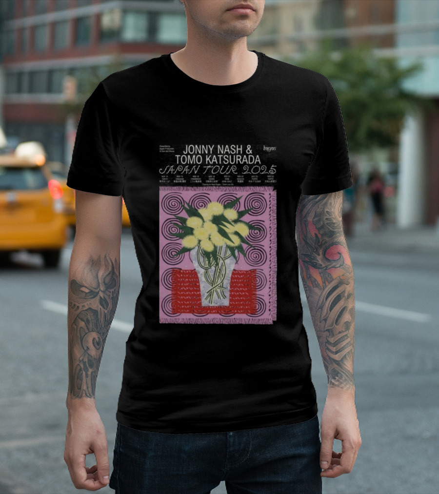 Tomo Katsurada X Jonny Nash Japan Tour 2025 Flowers Vase Art T-Shirt