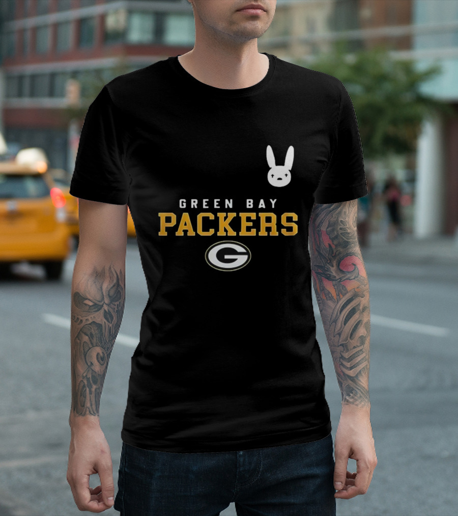 Bad Bunny X Green Bay Packers Collaboration With Iconic Bunny Motif T-Shirt