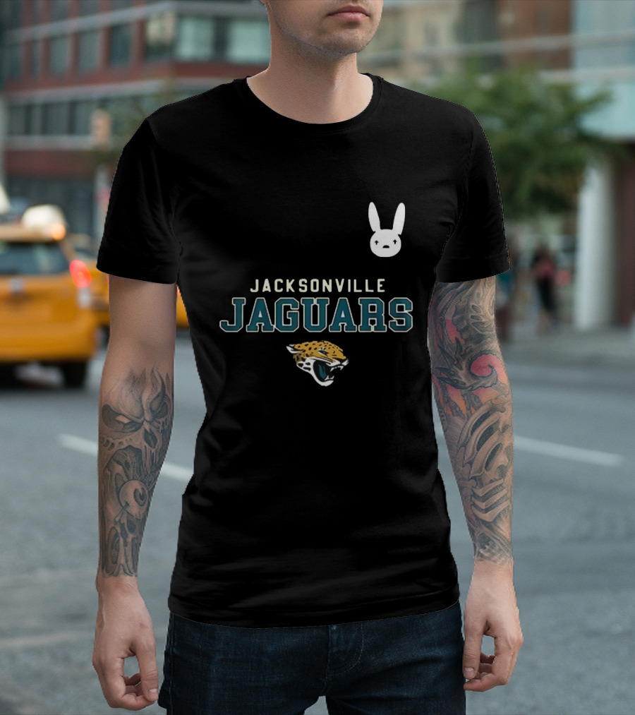 DTMF Bad Bunny Jacksonville Jaguars Collaboration With Mascot And Logo T-Shirt