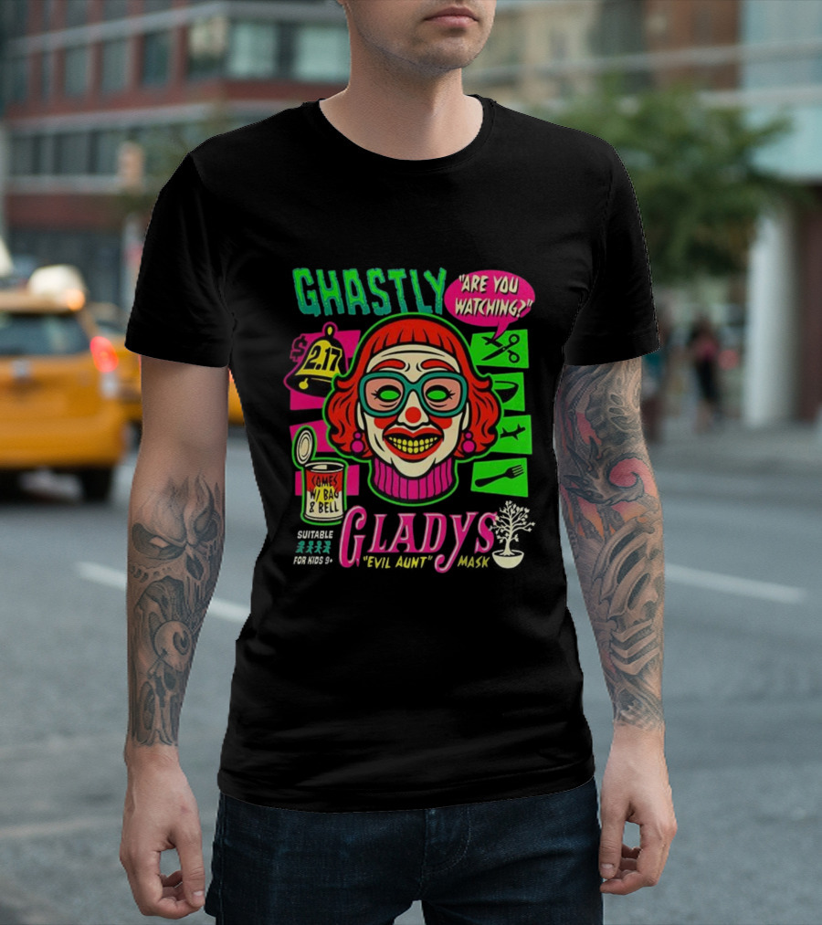 Ghastly Gladys Mask Are You Ing Comes With Bag And Bell 2.17 T-Shirt