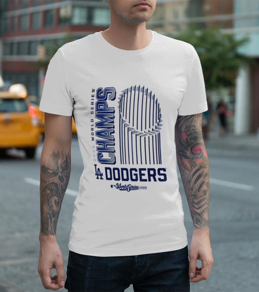 Los Angeles Dodgers 2025 World Series Champs Trophy Logo T-Shirt
