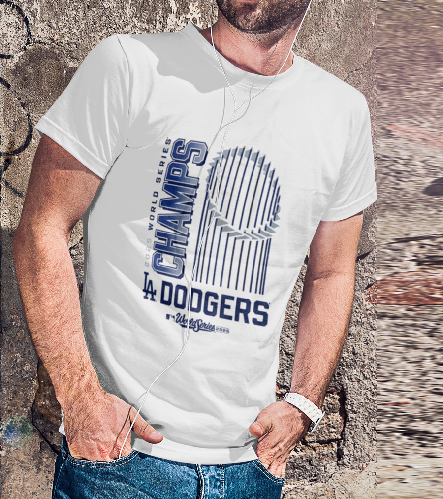 Los Angeles Dodgers 2025 World Series Champs Trophy Logo T-Shirt