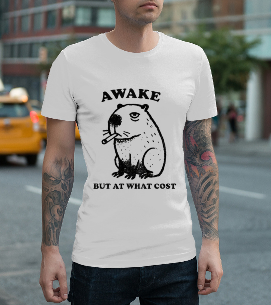 Awake Capybara Smoking Waffle But At What Cost T-Shirt