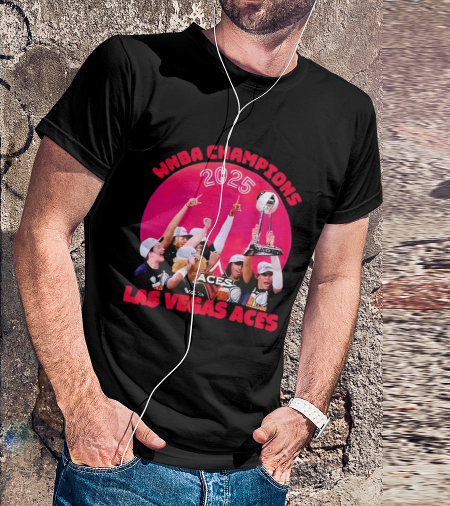 WNBA Champions 2025 Las Vegas Aces Pink Moon Celebration T-Shirt