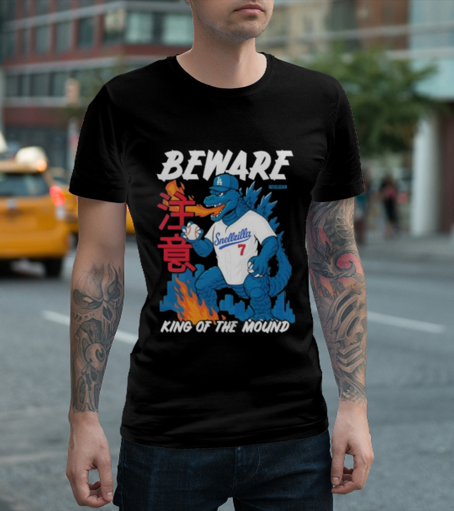 Los Angeles Snellzilla Baseball Monster King Of The Mound T-Shirt