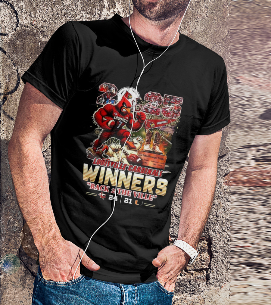 Louisville Cardinals Winners Back 2 The Ville 2025 Schnellenberger Trophy T-Shirt