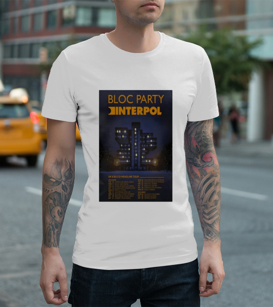 Bloc Party Interpol UK EU Co-Headline Tour November 2026 T-Shirt