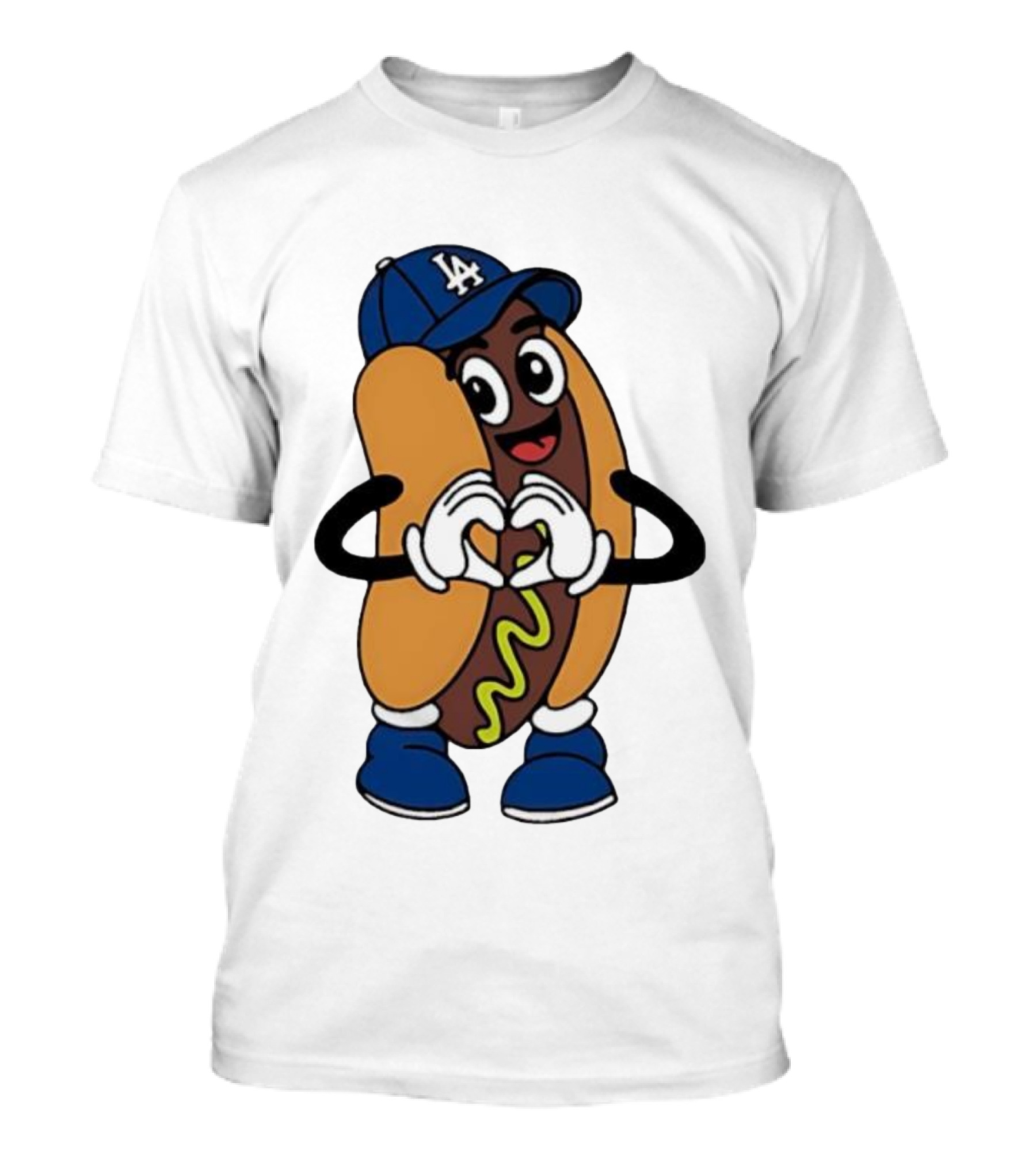 Dodger Dog LA Hat Hot Dog Los Angeles Dodgers Baseball Character T-Shirt