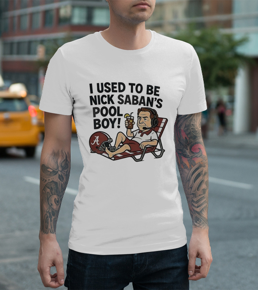 Nick Saban Pool Boy Alabama Football Cartoon Lounge Chair Parody T-Shirt