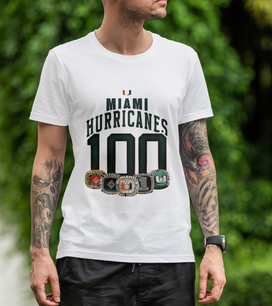 Miami Hurricanes 100 National Champions Rings T-Shirt