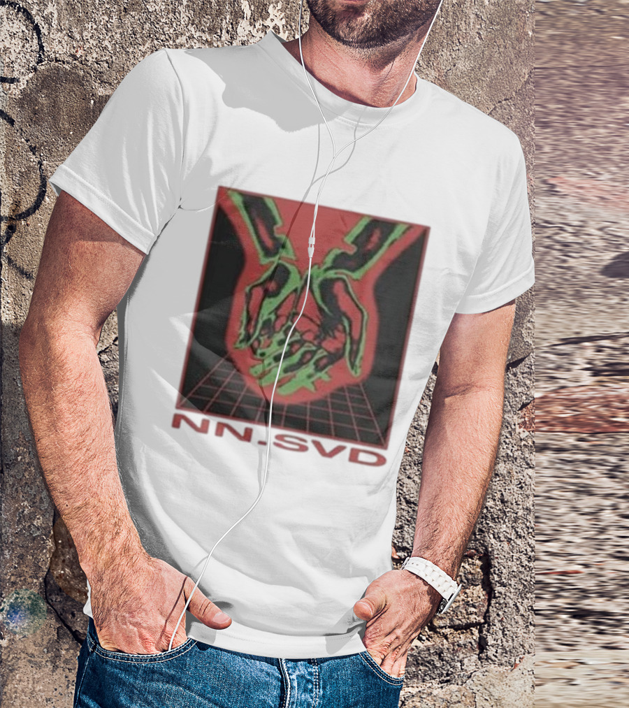 NN SVD Now Saved Hands Green Skeleton Art On Red Background T-Shirt