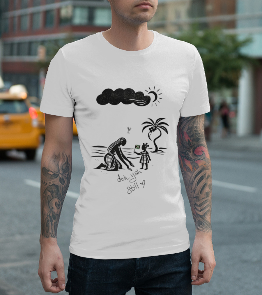 Jodie Turner-Smith X Project Hope Deh Yah Still Jamaican Flag Palm Tree Clouds Sun T-Shirt