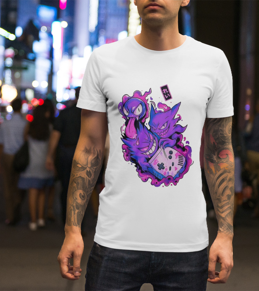 Gastly Haunter Gengar Retro Game Console Pokemon Art霊 T-Shirt