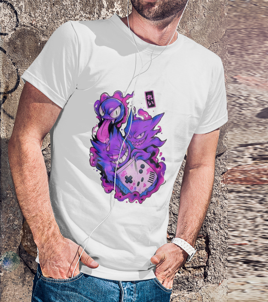 Gastly Haunter Gengar Retro Game Console Pokemon Art霊 T-Shirt