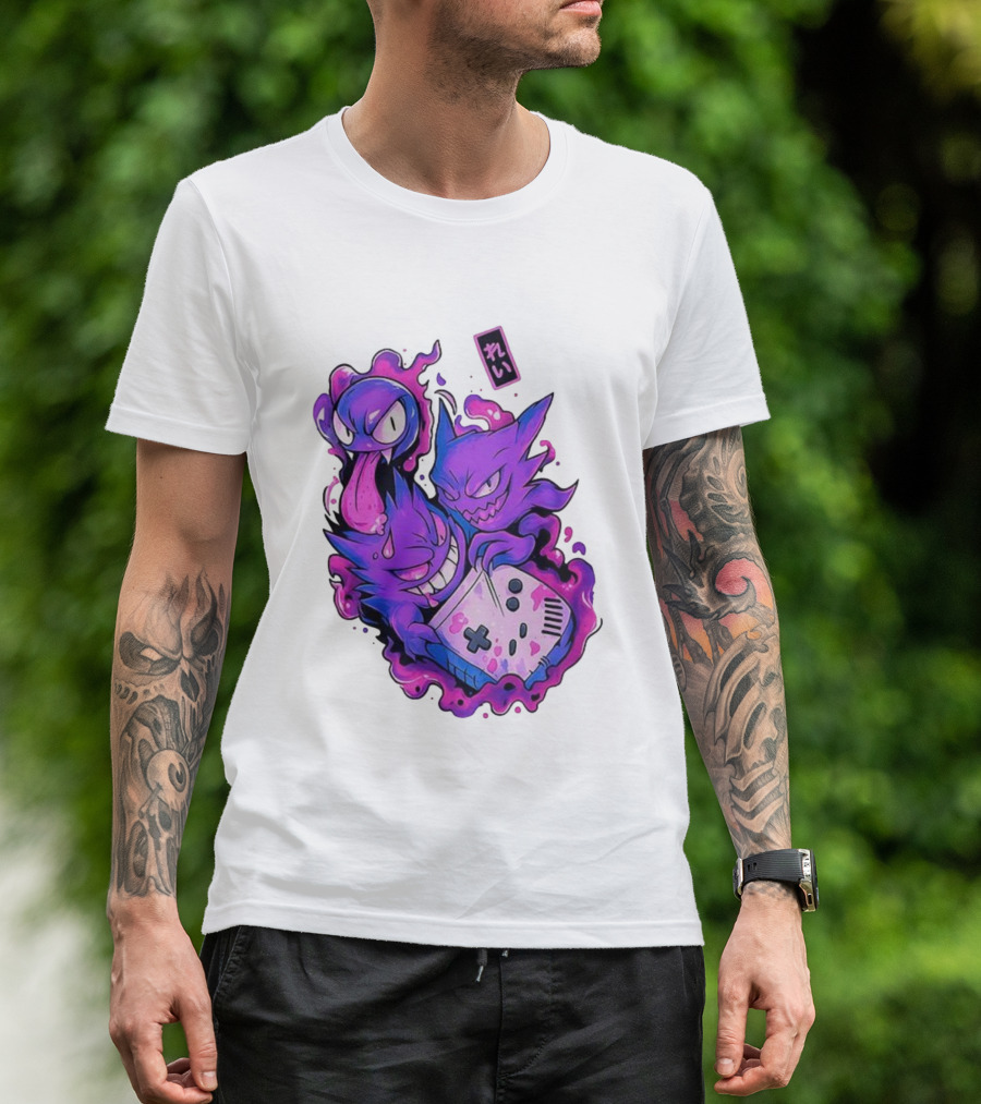 Gastly Haunter Gengar Retro Game Console Pokemon Art霊 T-Shirt