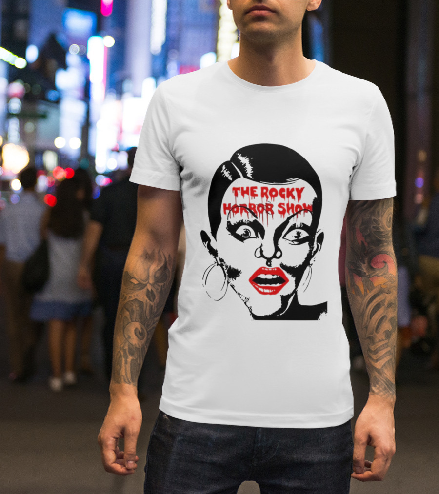 The Rocky Horror Show Dripping Text Vintage 70s Red Lips Graphic T-Shirt