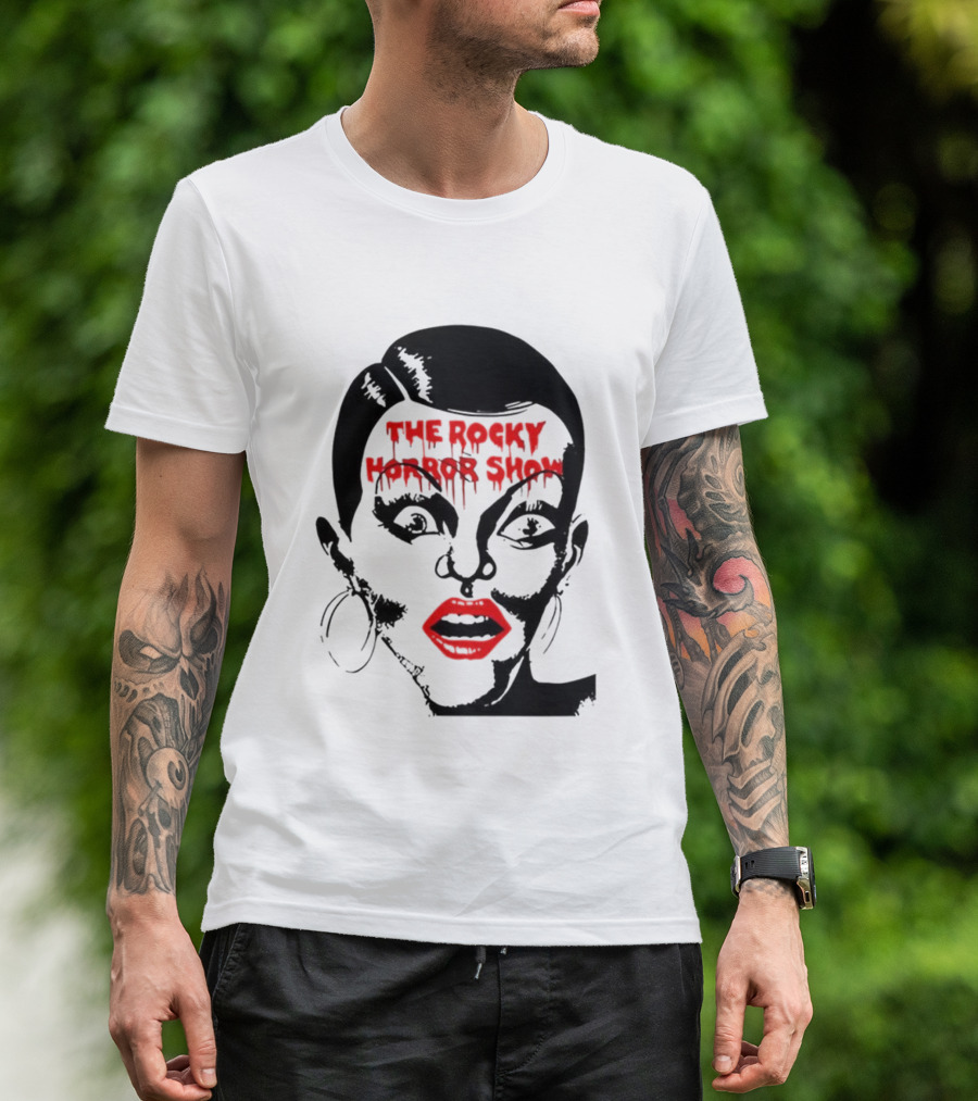 The Rocky Horror Show Dripping Text Vintage 70s Red Lips Graphic T-Shirt