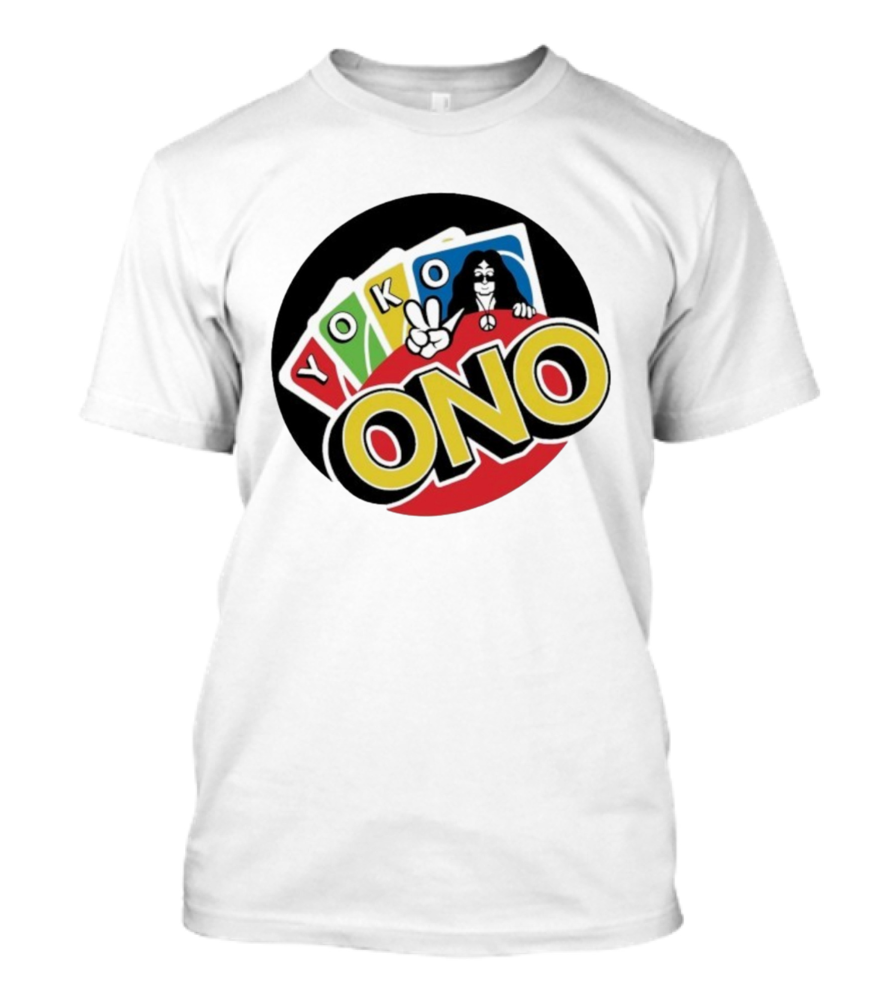Yoko Ono Uno Peace Sign Card Game Mashup T-Shirt