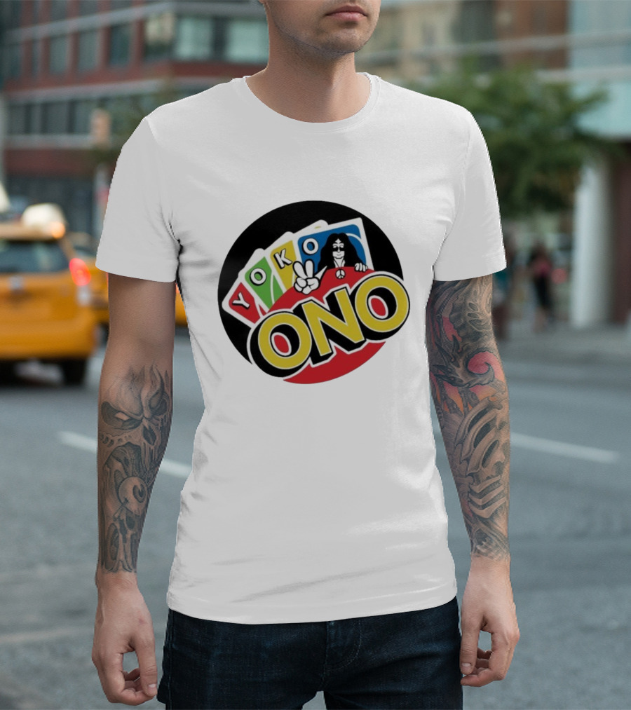 Yoko Ono Uno Peace Sign Card Game Mashup T-Shirt