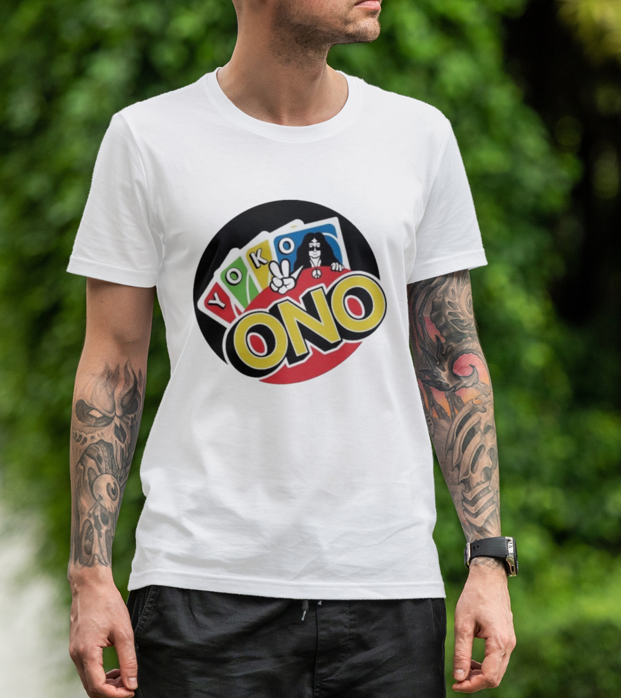 Yoko Ono Uno Peace Sign Card Game Mashup T-Shirt