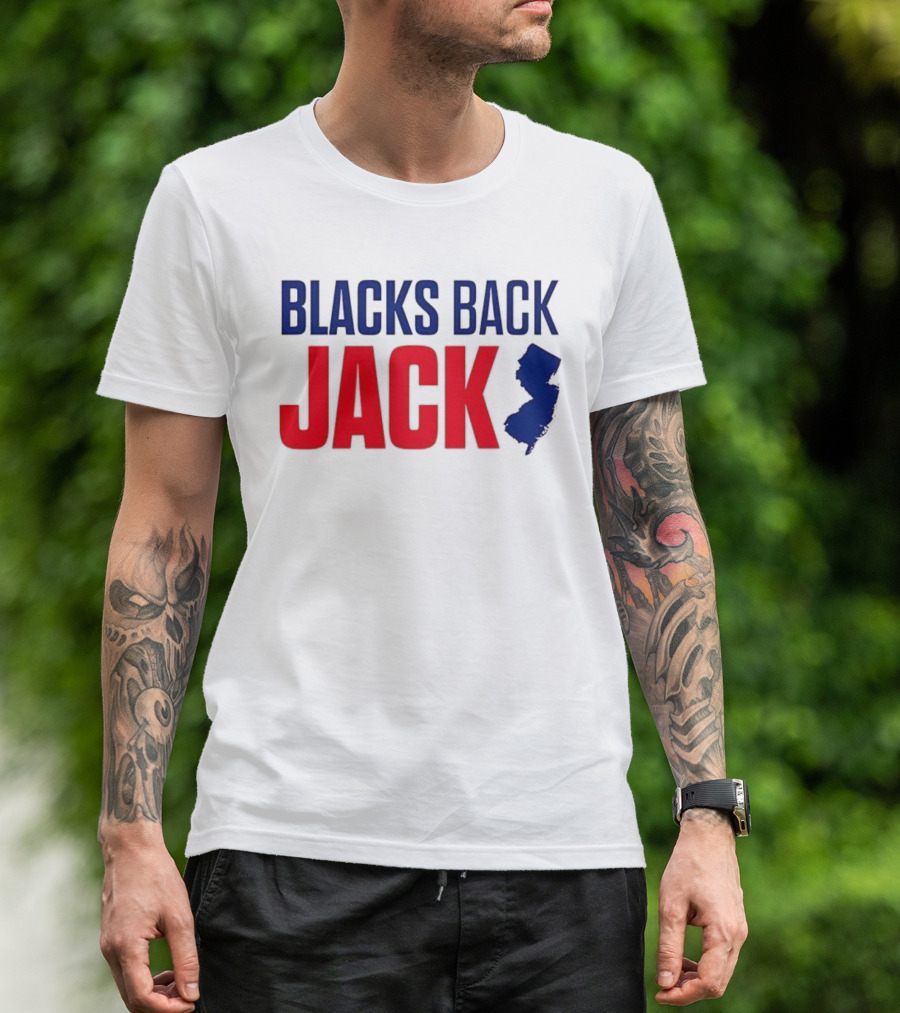 Blacks Back Jack New Jersey Map Support T-Shirt