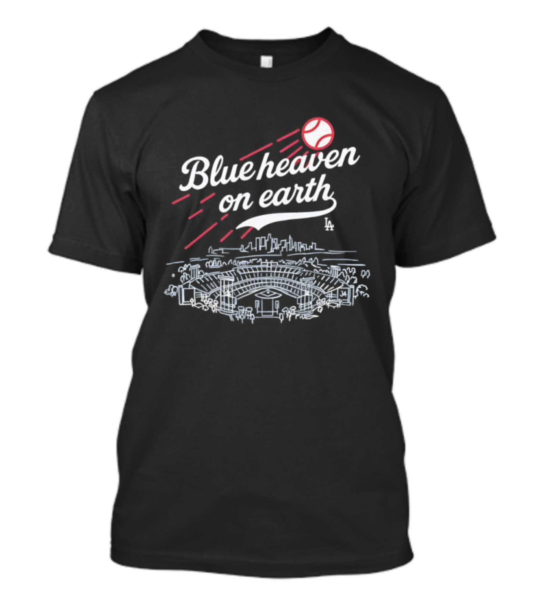 Blue Heaven On Earth Dodger Stadium Baseball Scene T-Shirt