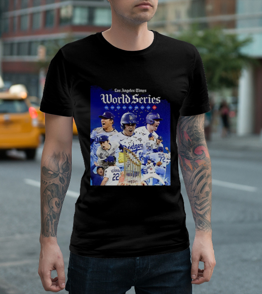 Los Angeles Dodgers World Series Champions 2025 Celebration With Iconic Moments And Championship Years T-Shirt