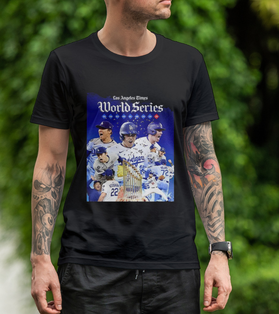 Los Angeles Dodgers World Series Champions 2025 Celebration With Iconic Moments And Championship Years T-Shirt