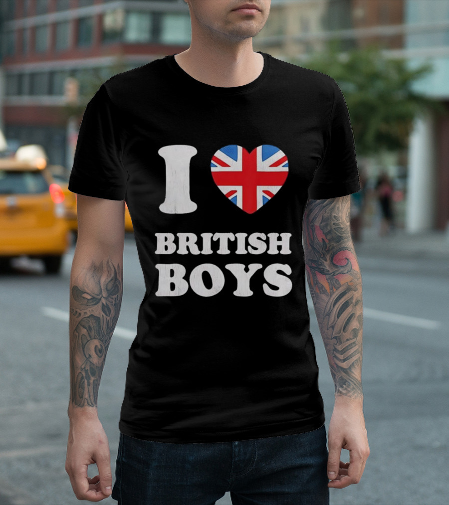 I Love British Boys Union Jack Heart Design T-Shirt