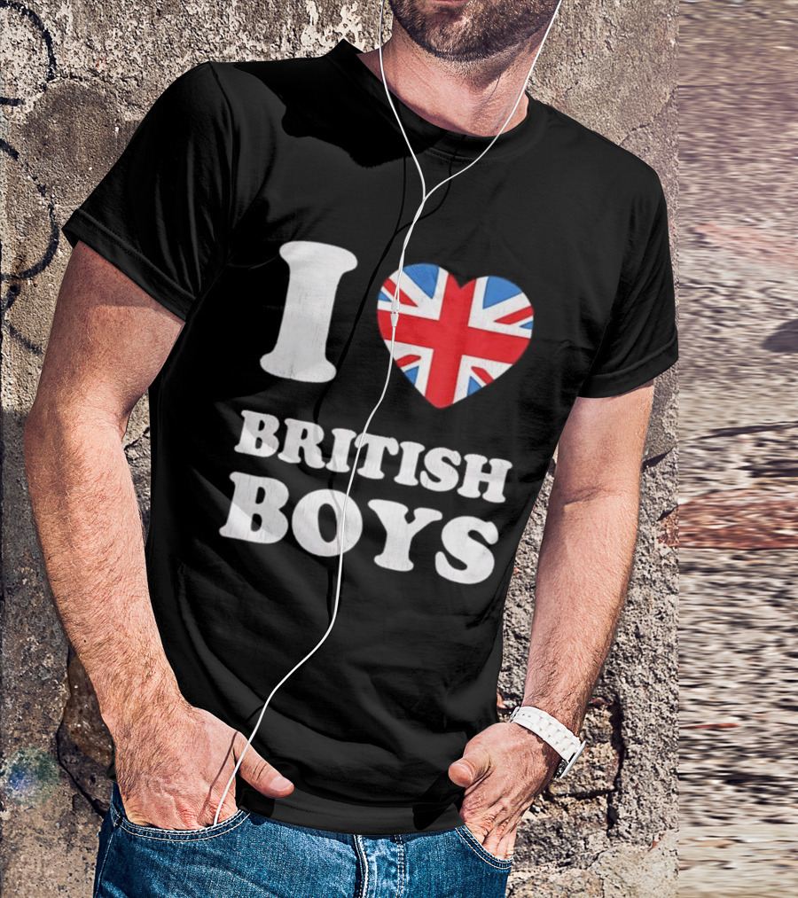 I Love British Boys Union Jack Heart Design T-Shirt