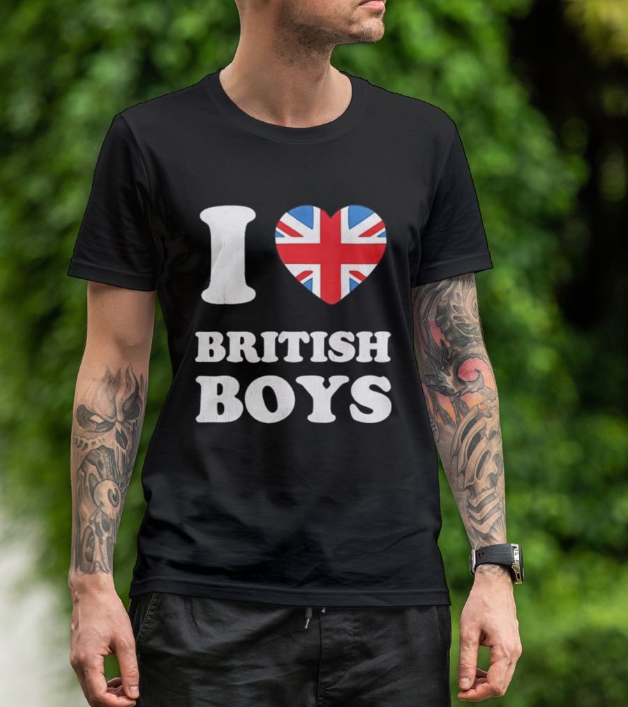 I Love British Boys Union Jack Heart Design T-Shirt
