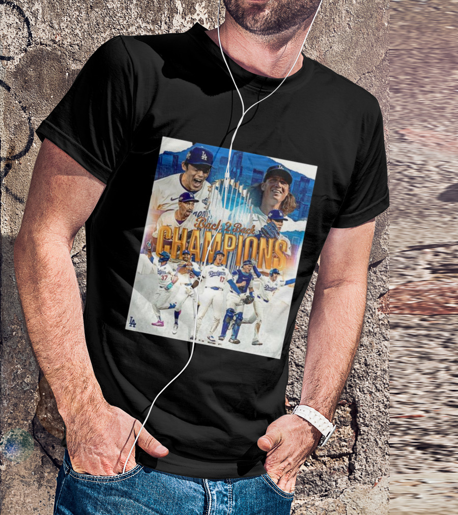 Back 2 Back Champions Los Angeles Dodgers 2025 Celebration T-Shirt