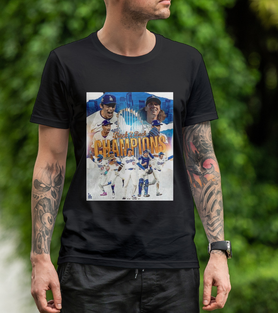 Back 2 Back Champions Los Angeles Dodgers 2025 Celebration T-Shirt
