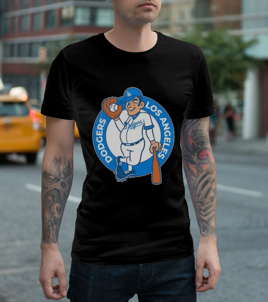 Los Angeles Dodgers Vintage Cartoon Character MLB Team Retro Style T-Shirt