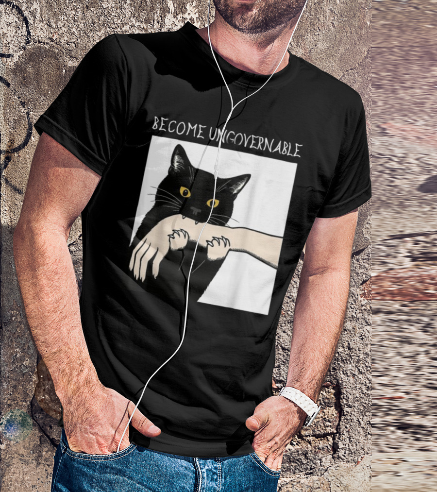 Become Ungovernable Black Cat Biting Hand T-Shirt