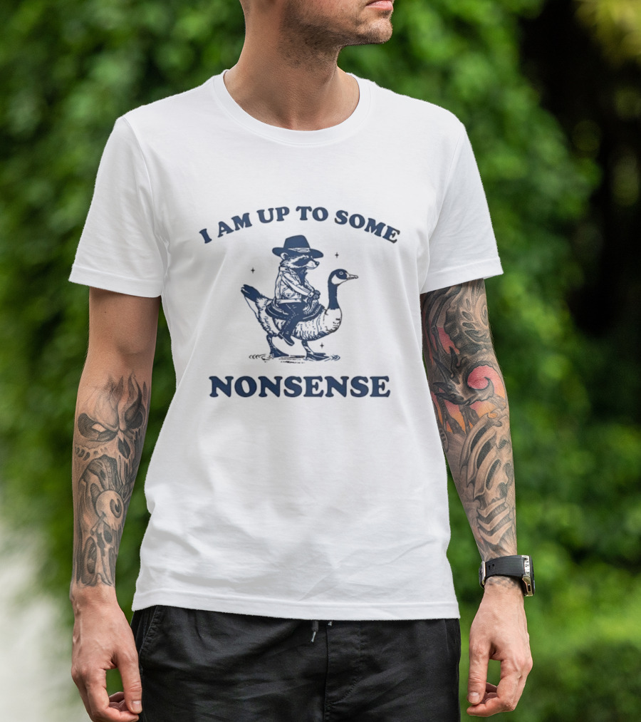 I Am Up To Some Nonsense Raccoon Riding Duck Cowboy Hat Fun T-Shirt
