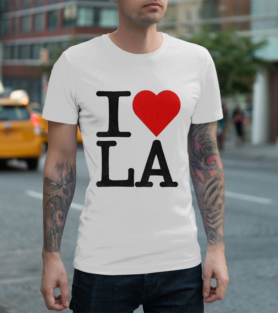 Los Angeles Dodgers Fan I Love LA Heart Classic Iconic Text T-Shirt