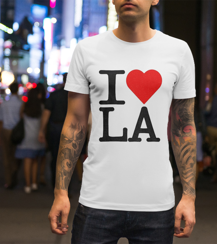 Los Angeles Dodgers Fan I Love LA Heart Classic Iconic Text T-Shirt