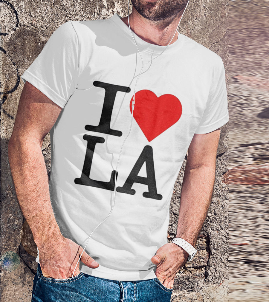Los Angeles Dodgers Fan I Love LA Heart Classic Iconic Text T-Shirt
